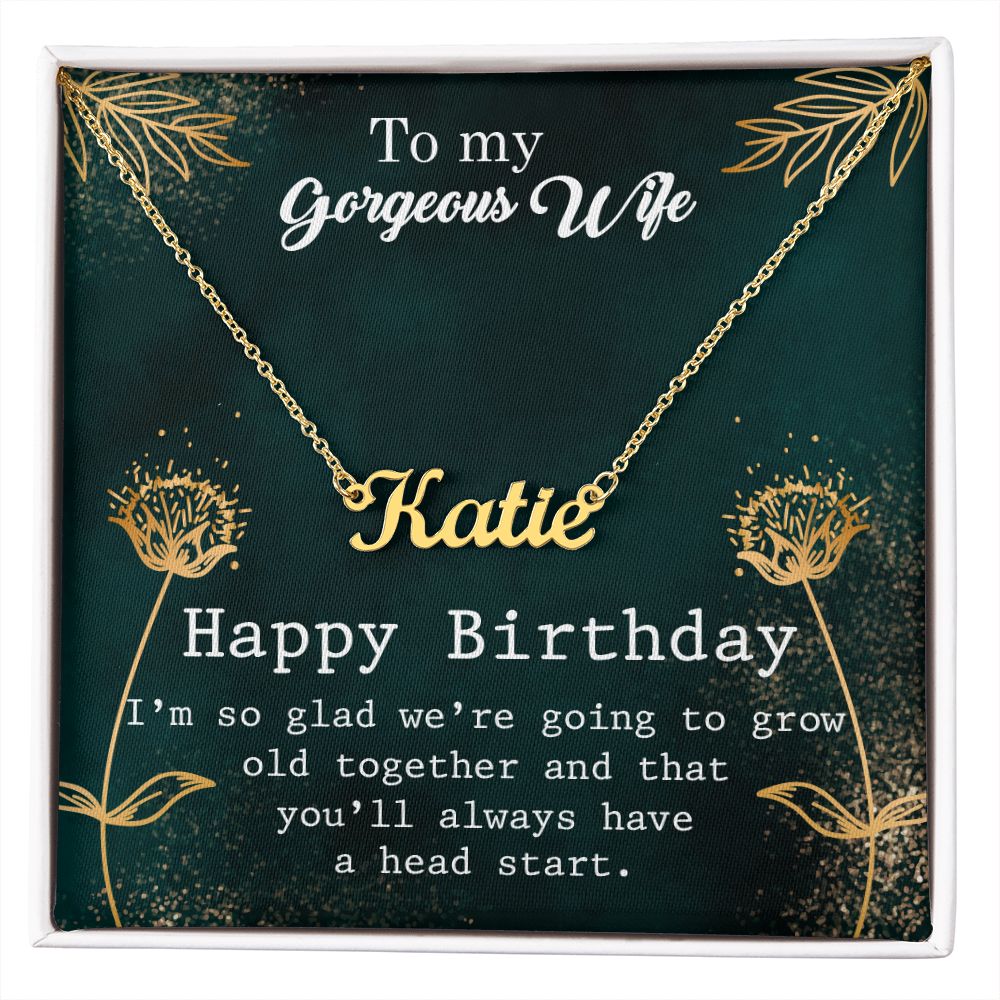 Wife's Birthday Personalized Name Necklace With Gift Box and Message Card