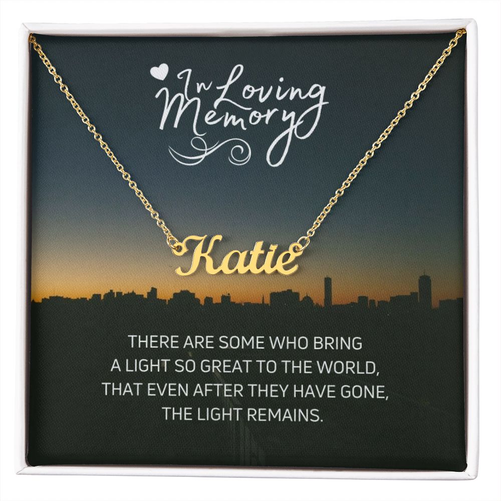 In loving Memory Name Necklace With Gift Box and Message Card