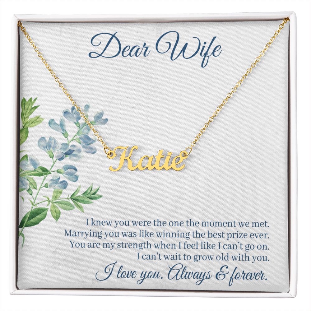 Dear Wife Name Necklace With Gift Box and Message Card
