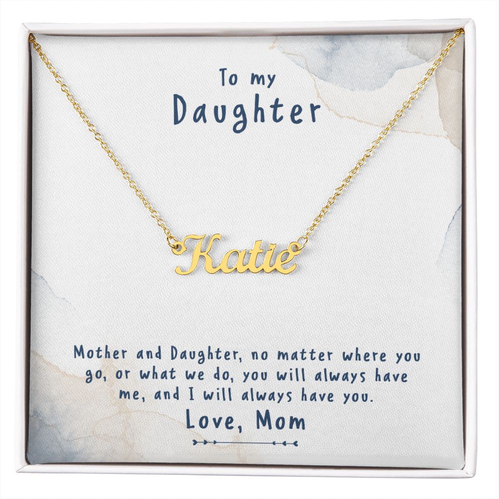 Mother Daughter Name Necklace With Gift Box and Message Card