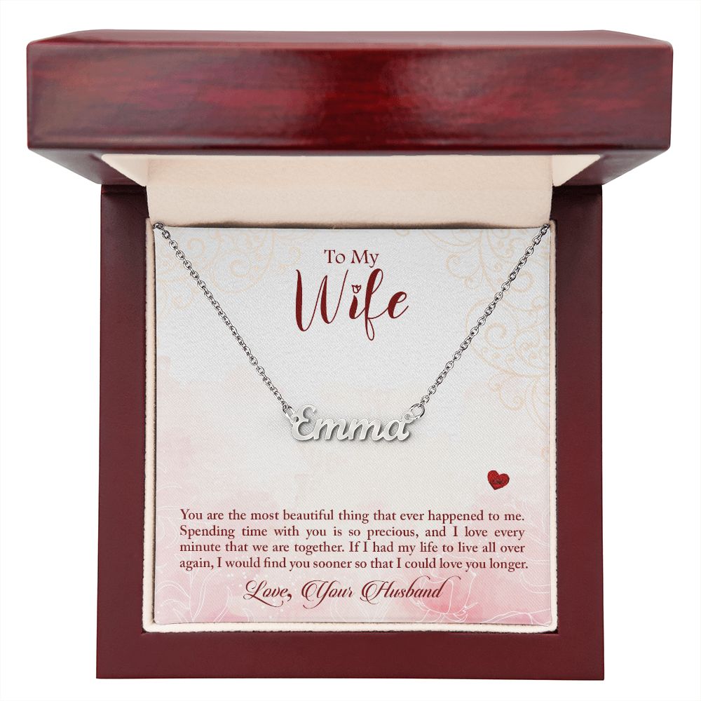 Wife Personalized Name Necklace With Gift Box and Message Card