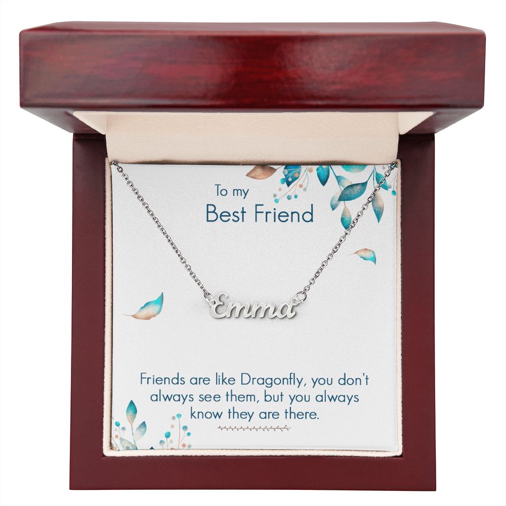 To My Best Friend Name Necklace With Gift Box and Message Card