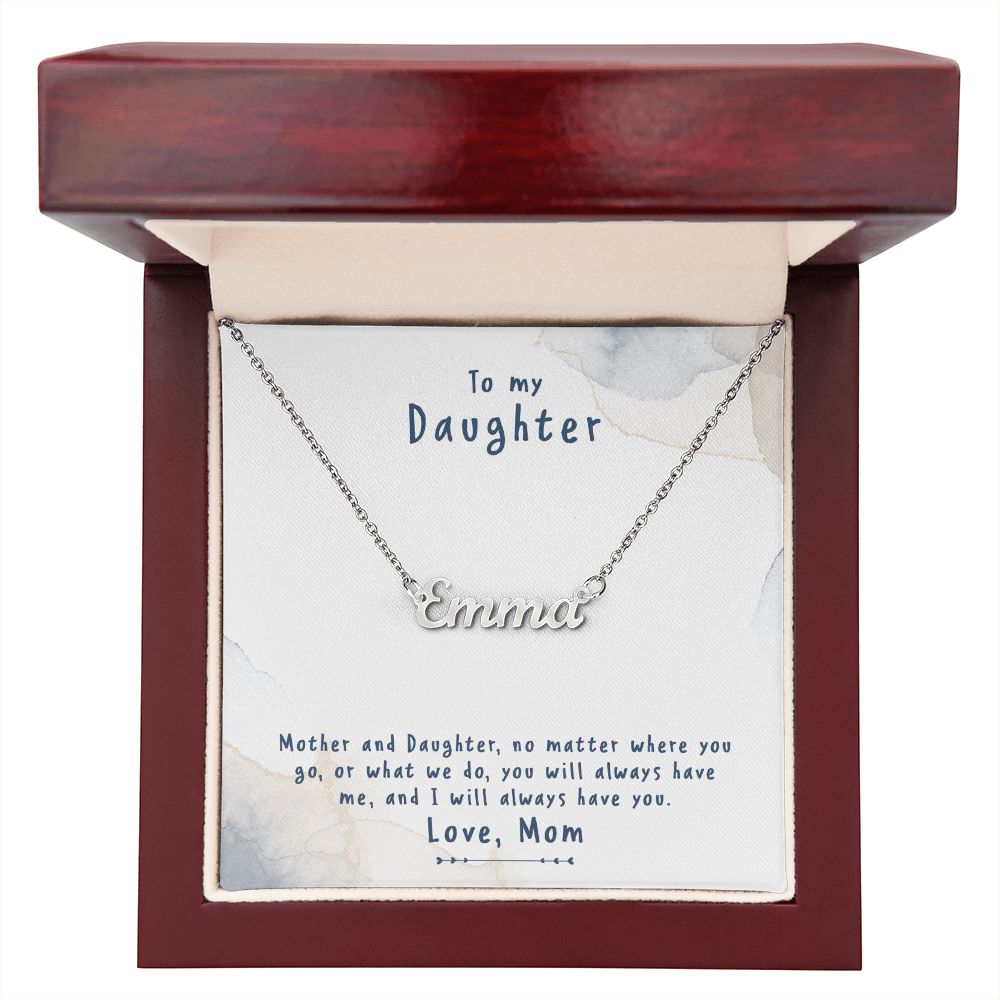 Mother Daughter Name Necklace With Gift Box and Message Card