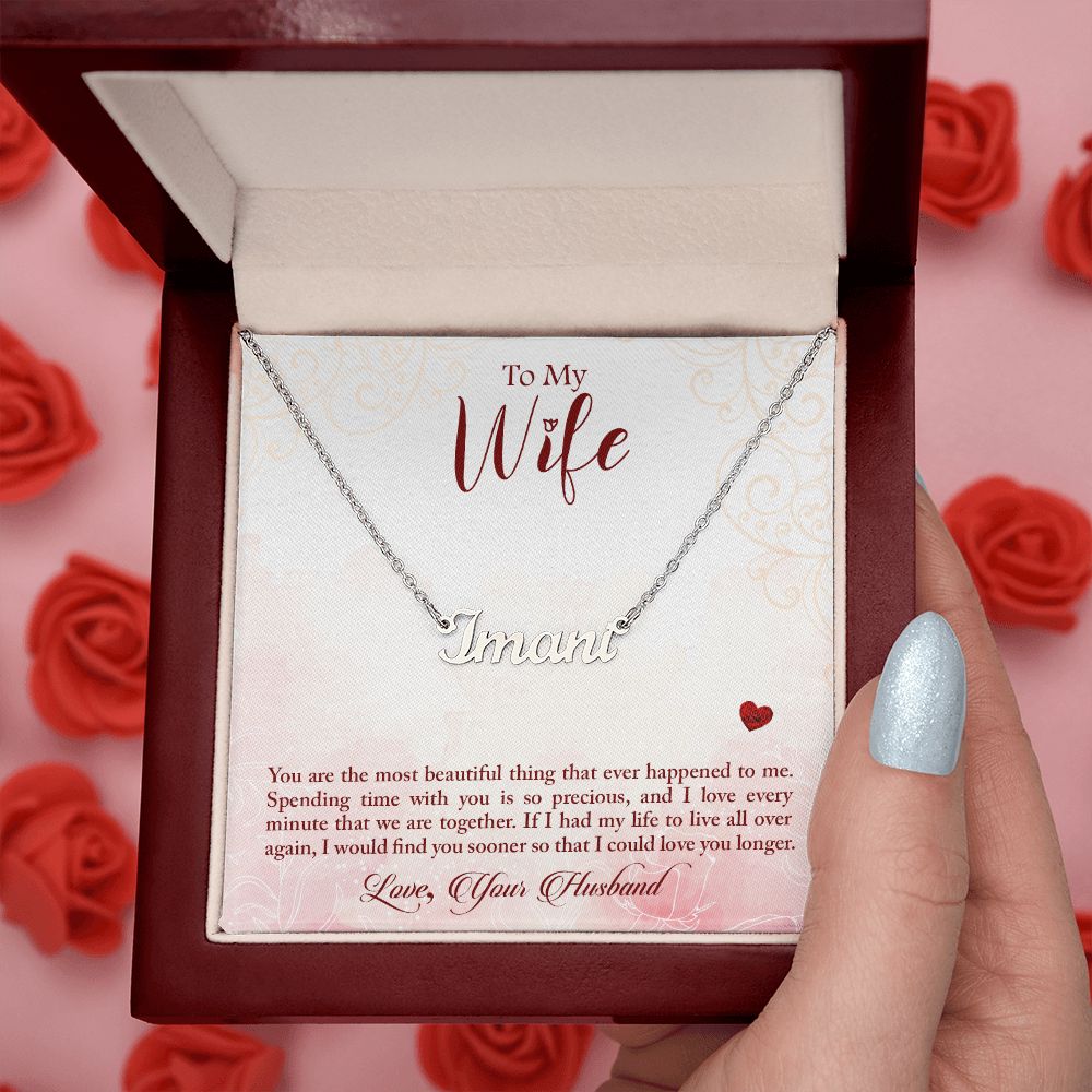 Wife Personalized Name Necklace With Gift Box and Message Card