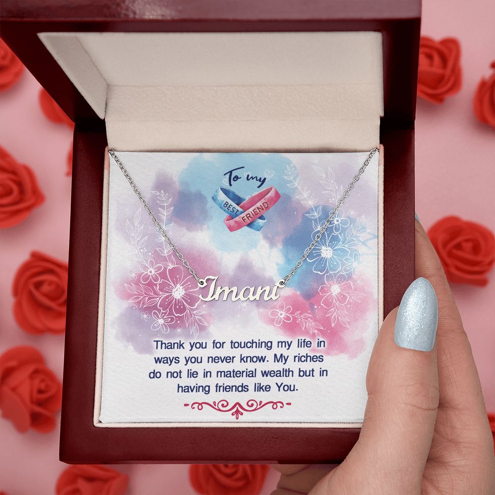 Bestfriend Name Necklace With Gift Box and Message Card