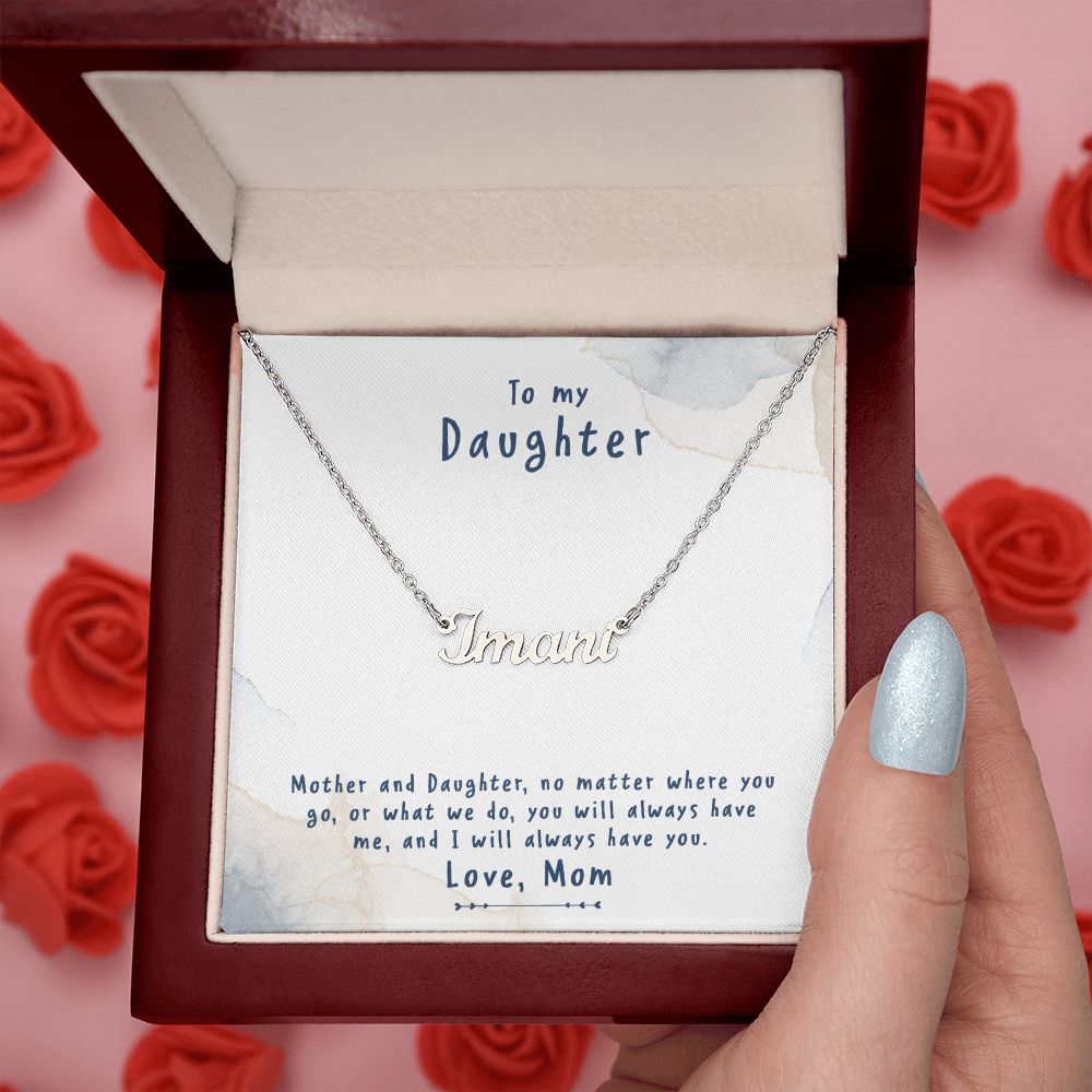 Mother Daughter Name Necklace With Gift Box and Message Card