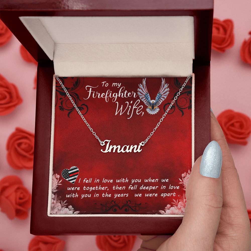 Firefighter Wife Name Necklace With Gift Box and Message Card