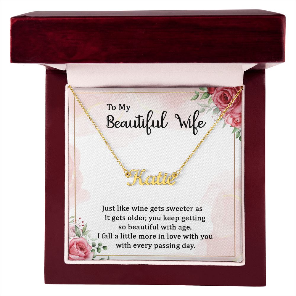 Beautiful Wife Personalized Necklace With Gift Box and Message Card