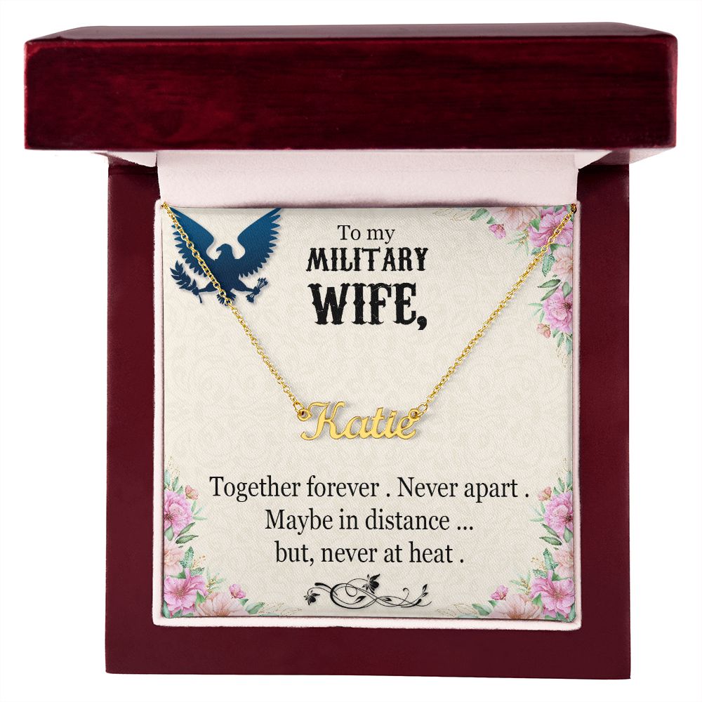 To My Military Wife Name Necklace With Gift Box and Message Card