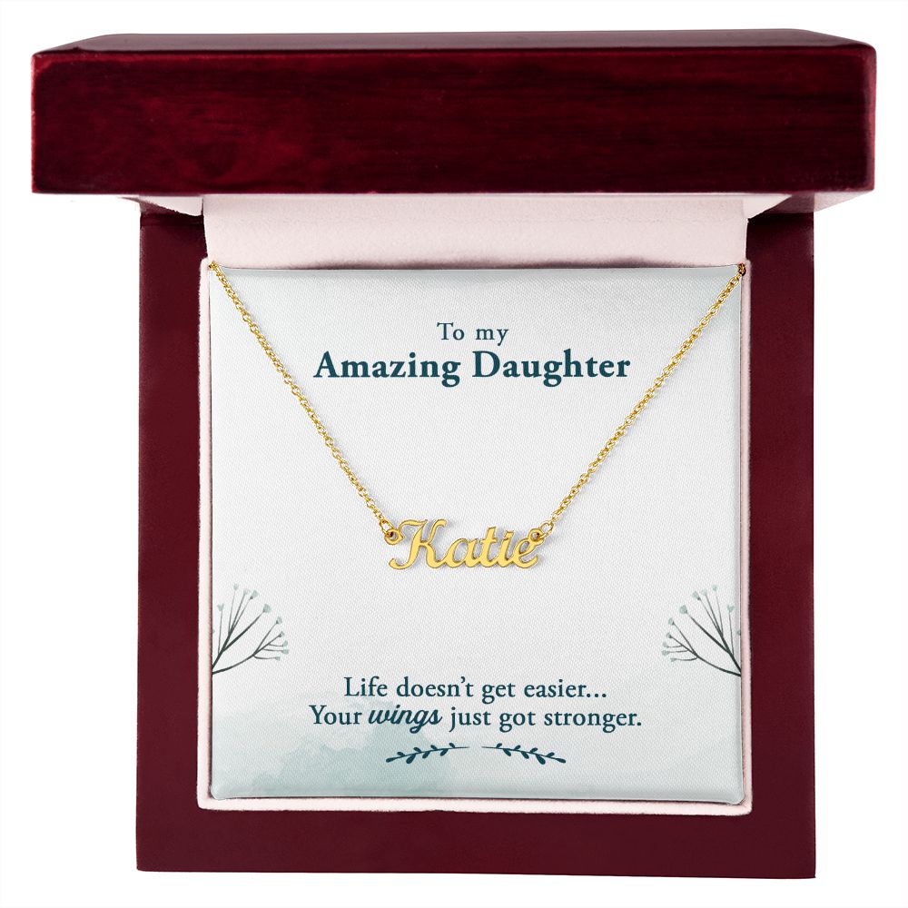 To My Amazing Daughter Name Necklace With Gift Box and Message Card