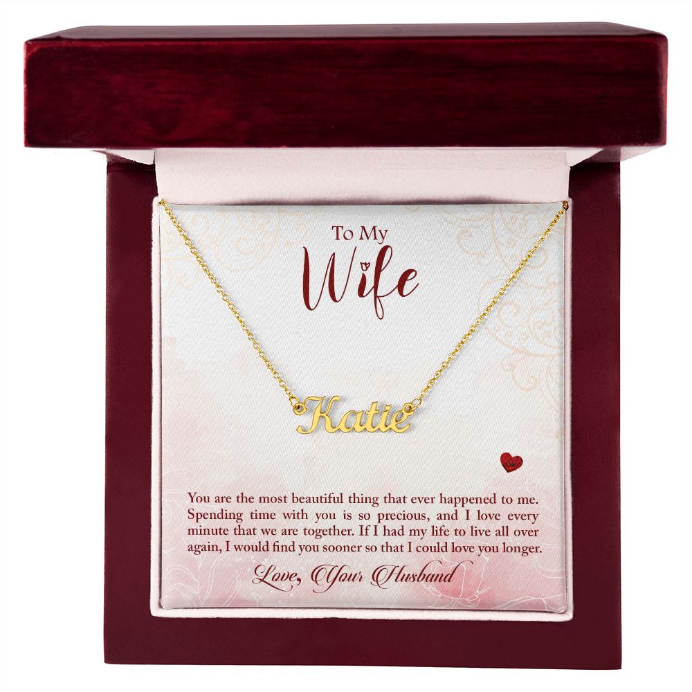 Wife Personalized Name Necklace With Gift Box and Message Card