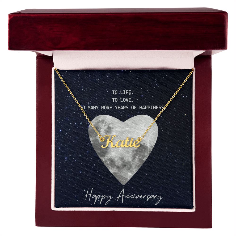 Anniversary Name Necklace With Gift Box and Message Card