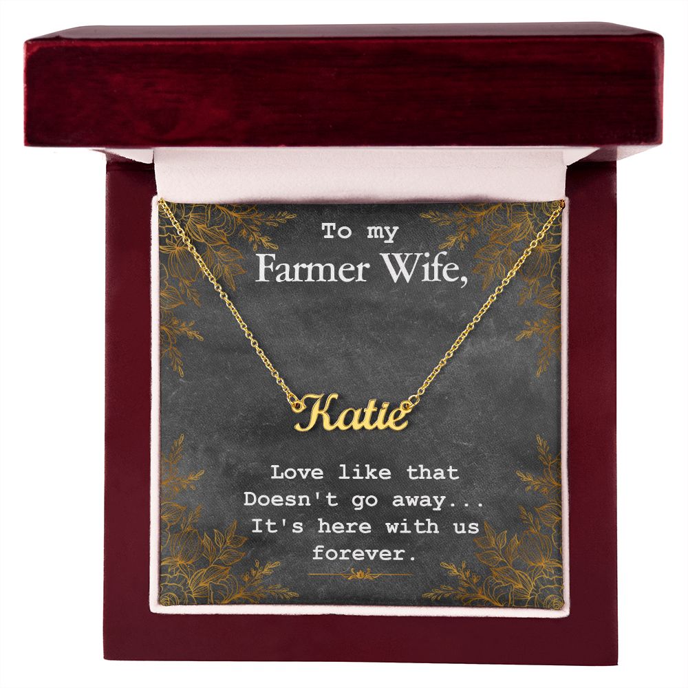 Farmer Wife Name Necklace With Gift Box and Message Card