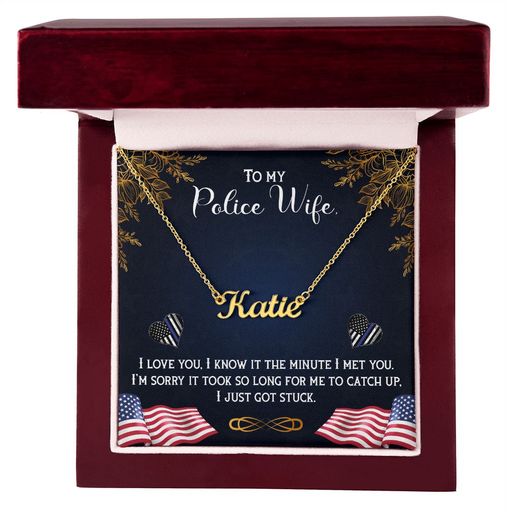 Police Wife Name Necklace With Gift Box and Message Card