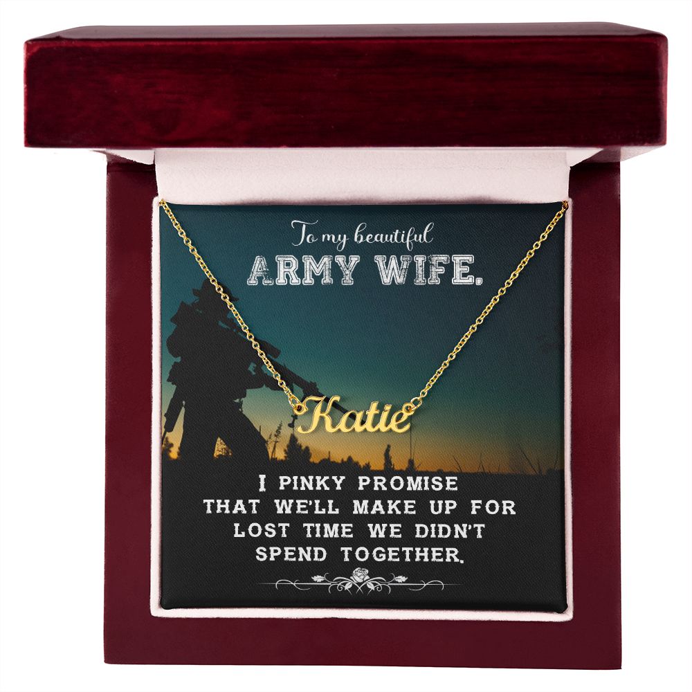 Army Wife Name Necklace With Gift Box and Message Card