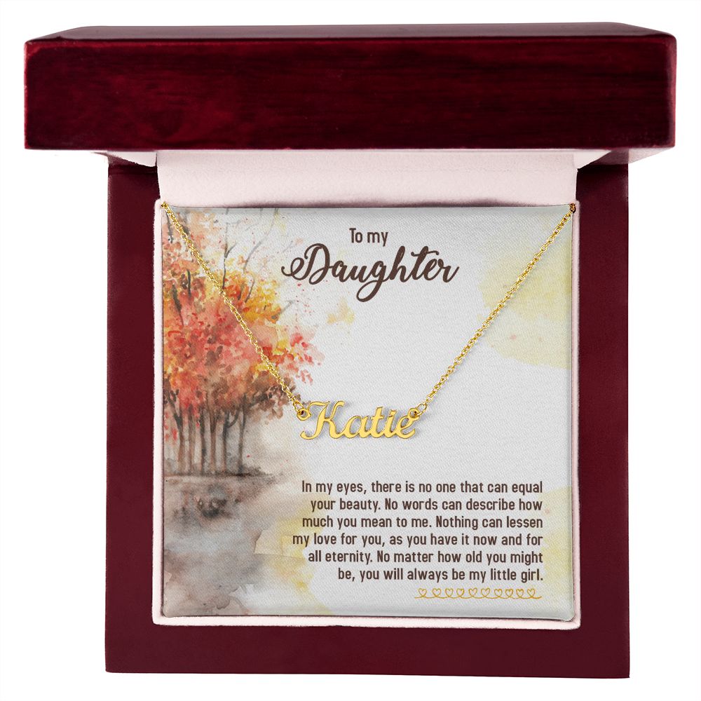 To My Daughter Name Necklace With Gift Box and Message Card