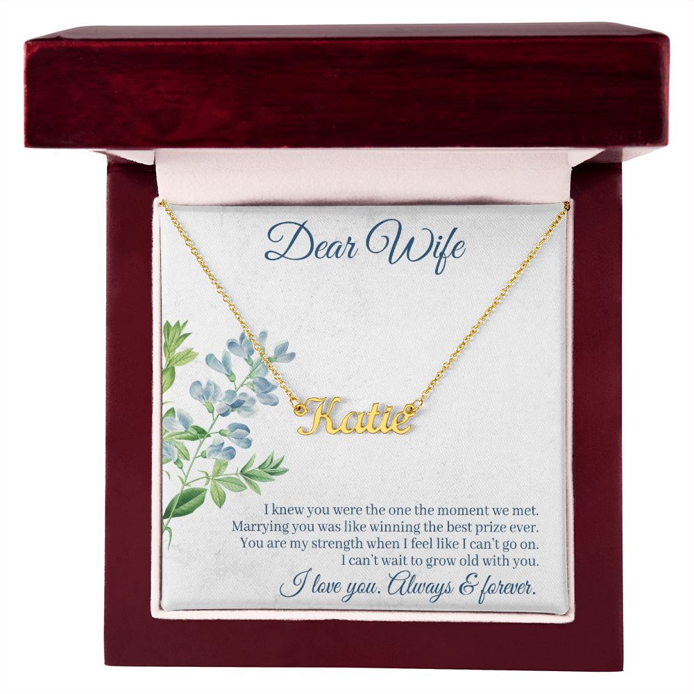 Dear Wife Name Necklace With Gift Box and Message Card