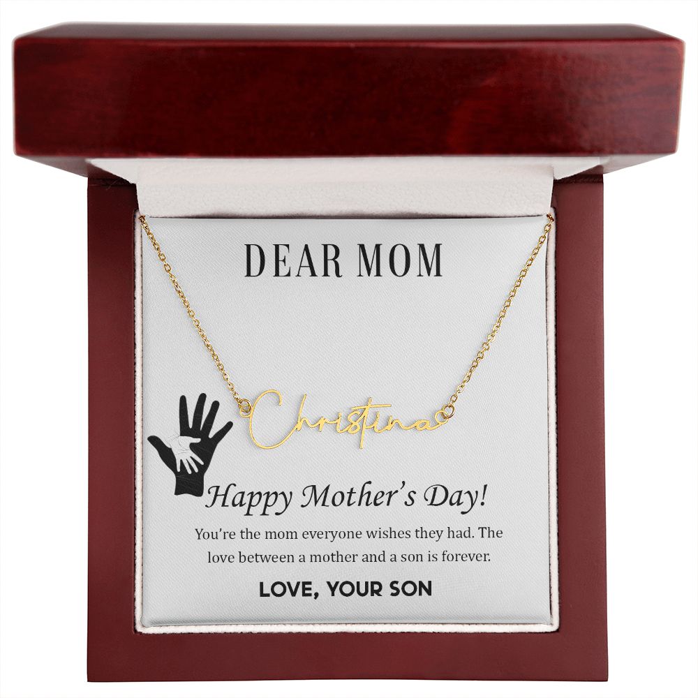 Necklace For Mom With Message Card, Mom Birthday Gift With Card, Gift For Mom From Son, Son Name Necklace, Custom Name Necklace, Personalized Jewelry