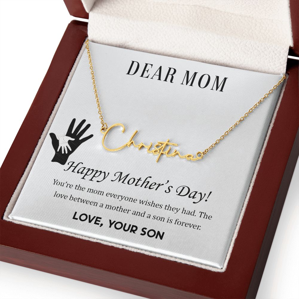 Necklace For Mom With Message Card, Mom Birthday Gift With Card, Gift For Mom From Son, Son Name Necklace, Custom Name Necklace, Personalized Jewelry